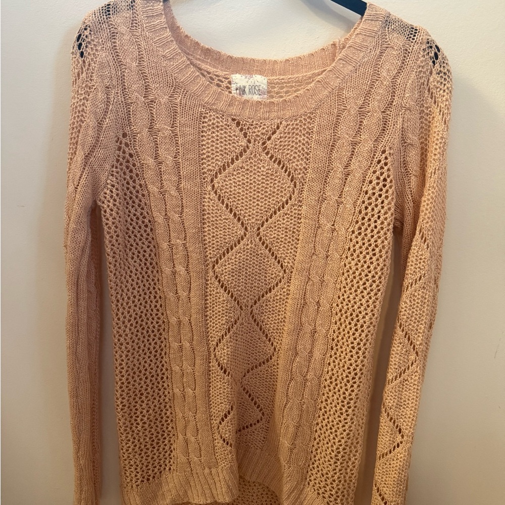 Pink Rose Women's Knit Sweater in Soft Peach